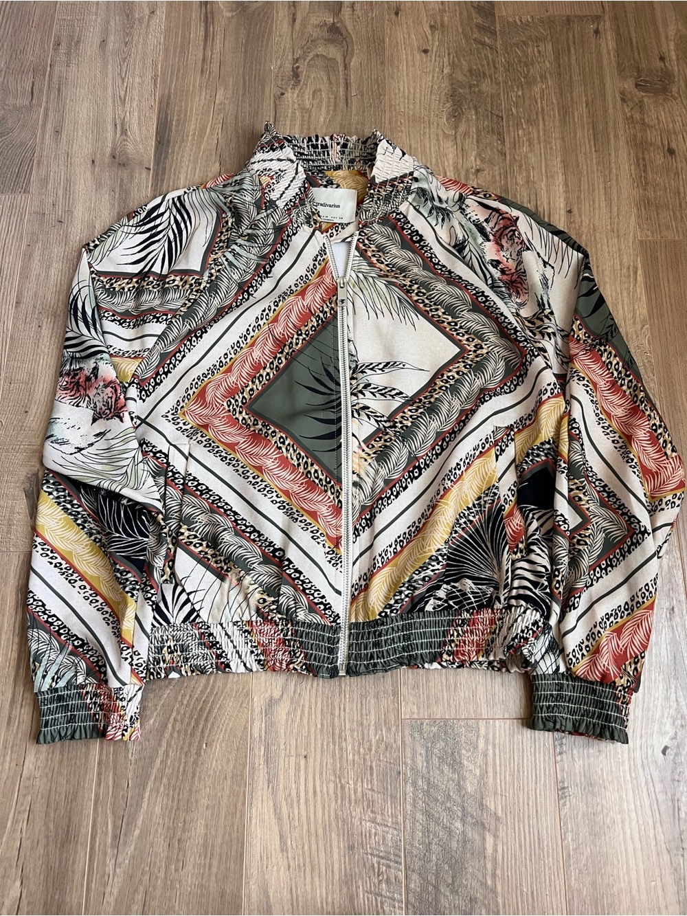 stradivarius Multicolor Tropical Print Top in Cream, Yellow & Black